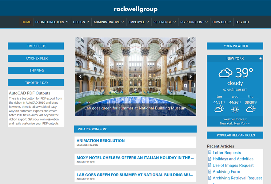 The RockWell Group intranet designed by Westside Virtual